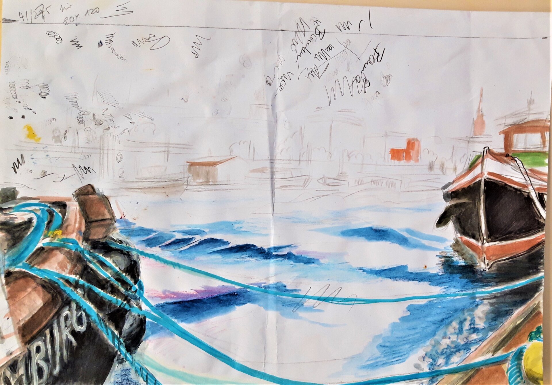 Studie mit Aquarell auf Papier